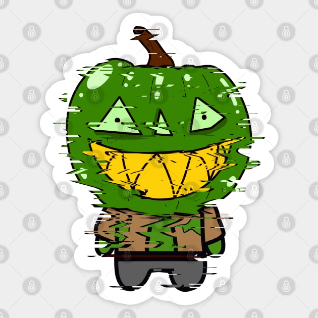 Green Zombie Pumpkin Man of Halloween Sticker by BoboSong